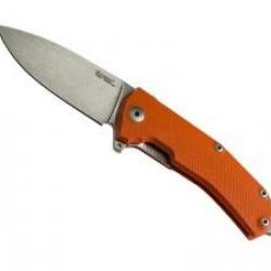 Couteau Lionsteel KUR lame acier Sleipner finition « stonewashed » +manche G10 orange
