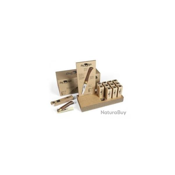 Prsentoir 12 couteaux Old bear manche en noyer + 1 offert