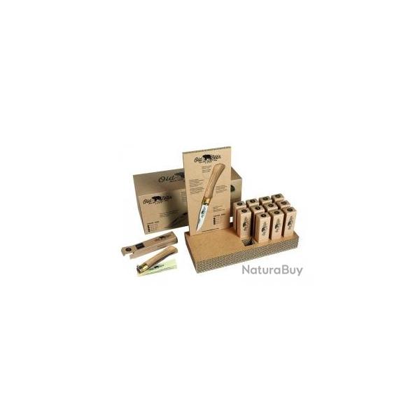 Prsentoir 12 couteaux Old bear manche en olivier + 1 offert
