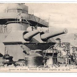 CPA - Marine Militaire -Service en Escadre Tourelle de Pièces couplées de 194m/m  - N°3446