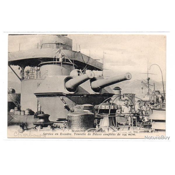 CPA - Marine Militaire -Service en Escadre Tourelle de Pices couples de 194m/m  - N3446