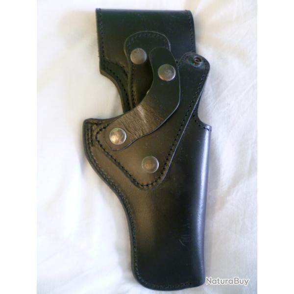 Holster de ceinture droitier multiposition en cuir de marque A2CM BERNAY (PROTECOP) pour rvolver
