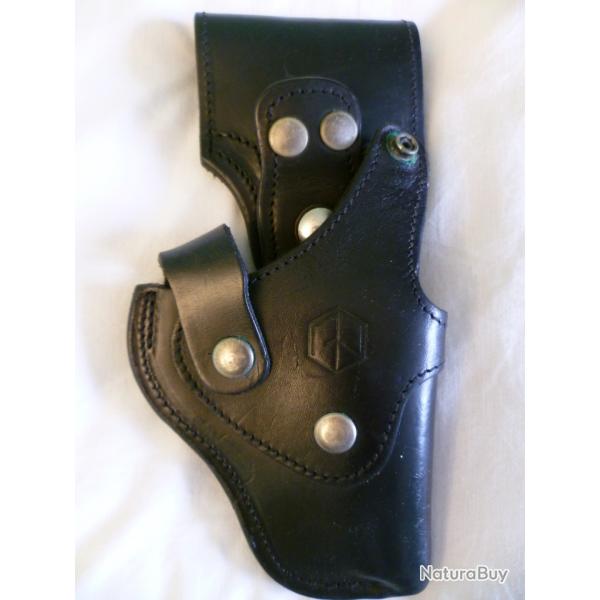Holster de ceinture droitier multiposition en cuir de marque SPJ pour rvolver