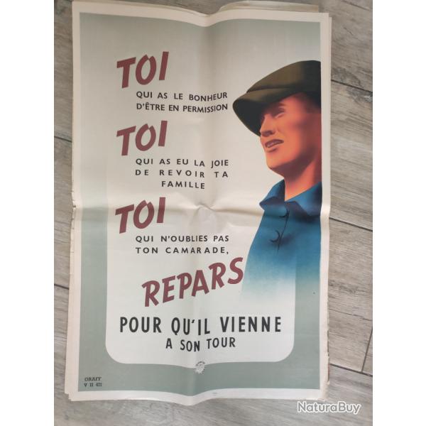 Affiche propagande 39-45 Repars pour qu'il vienne  son tours