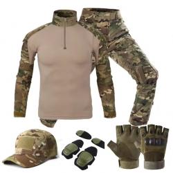 Uniforme tactique, combinaison de Camouflage + équipement (Tan Forêt) (4)