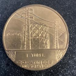 Médaille En Bronze, Électricité De France Et Gaz De France Médaille de AR henry DROPSY 20 années