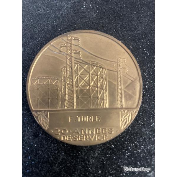 Mdaille En Bronze, lectricit De France Et Gaz De France Mdaille de AR henry DROPSY 20 annes