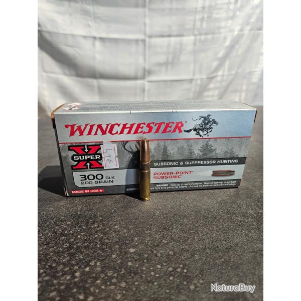 Cartouches Winchester Calibre .300 BLK Subsoniques 200 Grain - Ogive Power Point - Bote de 20