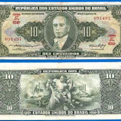 Bresil 10 Cruzeiros 1953 Sign 1 Estampa 2A Serie 634 A Billet Brasil Brazil Cruzeiro Reail Reais