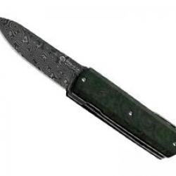 Couteau Maserin SILVER lame acier ELMAX satiné à cran intérieur manche fibre de carbone marbrée vert