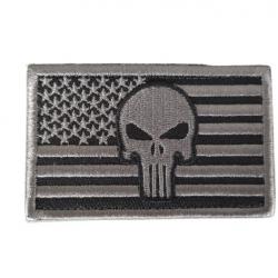 Patch/Ecusson - Punisher - USA - Gris - velcro - Livraison gratuite