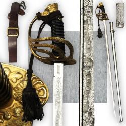 RARE SABRE BELGE '' VAN ROOSBROECK BRUXELLES '' OFFICIER M1889 POUR LE ROI ET LE PATRIE '' ORIGINAL