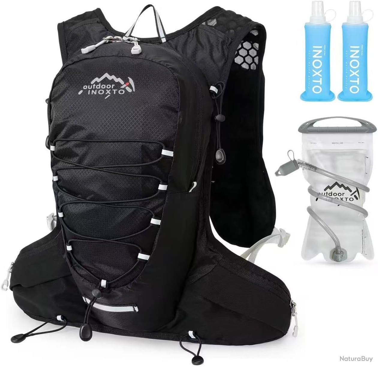Sac D'hydratation Léger 8L Avec Poche à Eau 2L - Noir/Orange Pour Course à Pied Et Randonnée