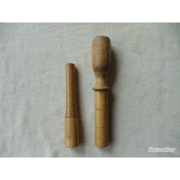 Lot de 2 bourroirs anciens en calibre 16.