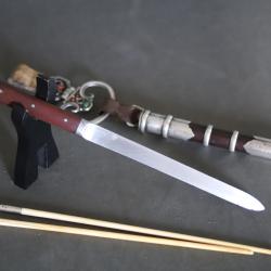 Nécessaire de voyage comprenant couteau et baguettes - Chine ou Mongolie, FIn 19ème début 20ème sièc