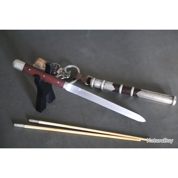 Ncessaire de voyage comprenant couteau et baguettes - Chine ou Mongolie, FIn 19me dbut 20me sic