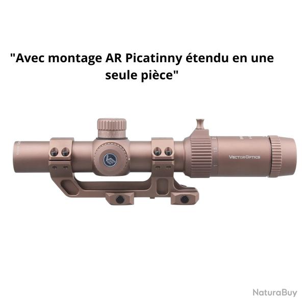 Lunette de Vise Vector Optics GenII Forester 1-5x24 Rticule clair Rouge pour AR15/.223/7.62 Kaki