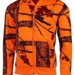 Sweat à capuche zippé camo orange TREELAND