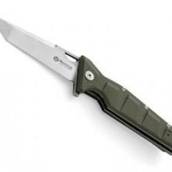 Couteau Maserin ARTIGLIO lame à trou forme tanto acier D2 finition « stonewashed » Manche G10 vert