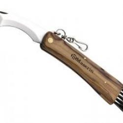 Couteau Maserin lame spéciale inox manche 12 cm olivier avec brosse en bout  et pincettes