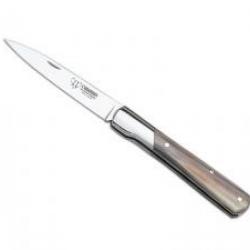 Couteau Cudeman lame acier inox satiné manche 11 cm corne, mitre acier A-304 brillant