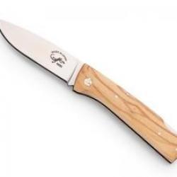 Couteau Salamandra lame à cran acier inox N690 manche 9,5 cm olivier