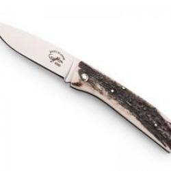Couteau Salamandra lame à cran acier inox N690 manche 9,5 cm bois de cerf