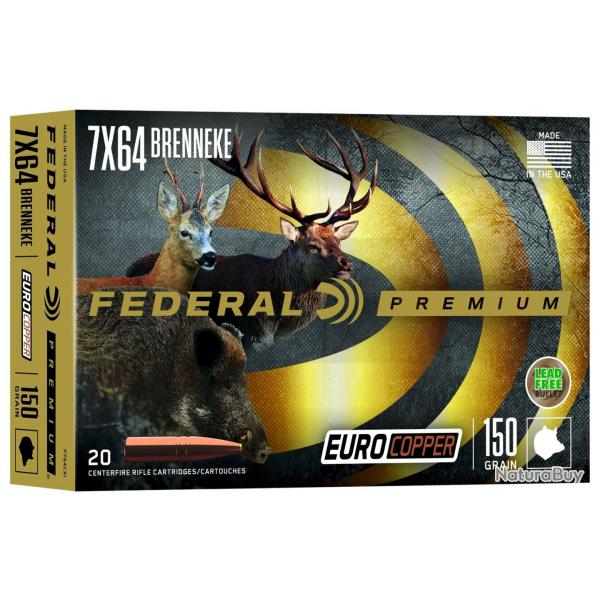 Munitions sans plomb FEDERAL premium euro Copper cal.308 Win 150 gr par 60