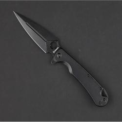 Couteau Daggerr Knives Zhalo Lame Spear Point D2 Black Manche Acier Black Frame Lock Clip DGRF22FBB