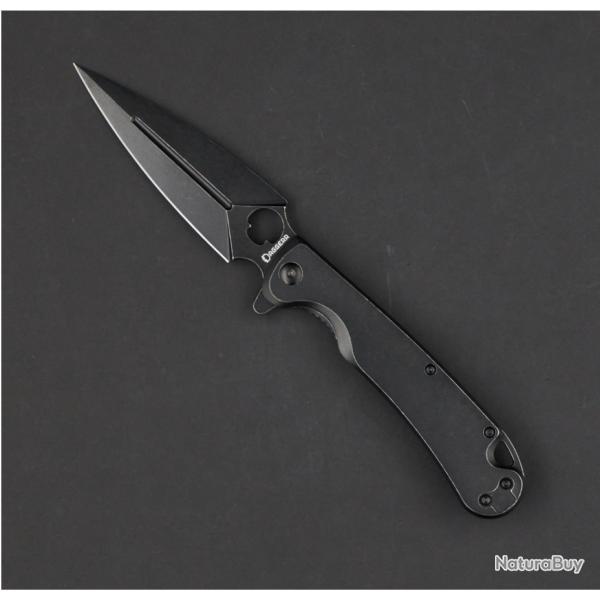 Couteau Daggerr Knives Zhalo Lame Spear Point D2 Black Manche Acier Black Frame Lock Clip DGRF22FBB