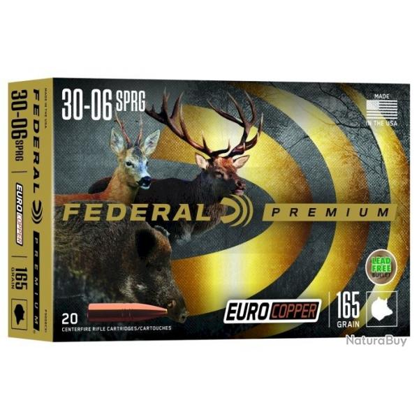 Munitions sans plomb FEDERAL premium euro Copper cal.30-06 165 gr par 60