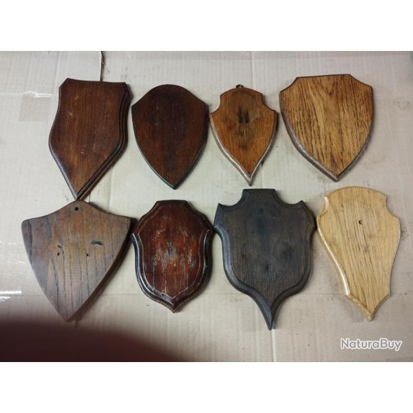 8 ECUSSONS BOIS POUR TROPHEES CHASSE CHEVREUIL CHAMOIS ISARD