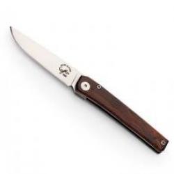 Couteau Salamandra  lame acier N690Co à cran intérieur manche 9 cm pistachier au recto