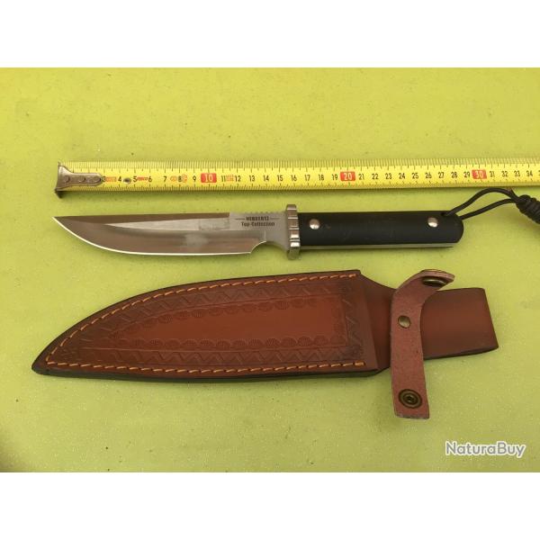 VENDU PAR LE-CUIRASSIER TRES BEAU POIGNARD HERBERTZ TOP COLLECTION 440 AVEC SOLIDE FOURREAU CUIR