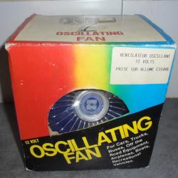 VINTAGE VENTILATEUR OSCILLANT 12 Volts - Prise Allume Cigare - BOITE D'ORIGINE