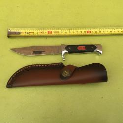 VENDU PAR LE-CUIRASSIER TRES BEAU POIGNARD ESPAGNOL ALBACETE INOX AVEC FOURREAU CUIR MANCHE BAKÉLITE