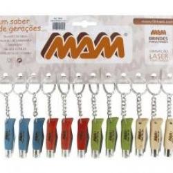 Lot de 12 canifs porte-clés MAM lame inox  coloris assortis