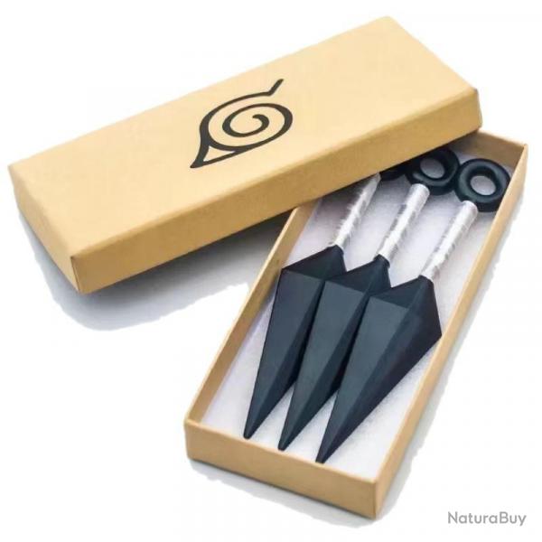 SET DE 3 KUNAI NINJA 13CM NOIR ET BLANC