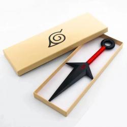 KUNAI NINJA 3 POINTES 26CM NOIR ET ROUGE