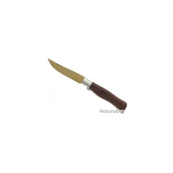 Couteau M.A.M., lame pointue inox revtement titanium bronz  cran intrieur