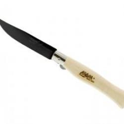 Couteau M.A.M., lame dos droit inox revêtement titanium noir à cran intérieur, manche 12,5 cm
