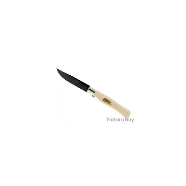 Couteau M.A.M., lame dos droit inox revtement titanium noir  cran intrieur, manche 12,5 cm