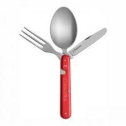 Couteau couvert camping Mercury 3 pièces inox démontables manche aluminium anodisé rouge +étui