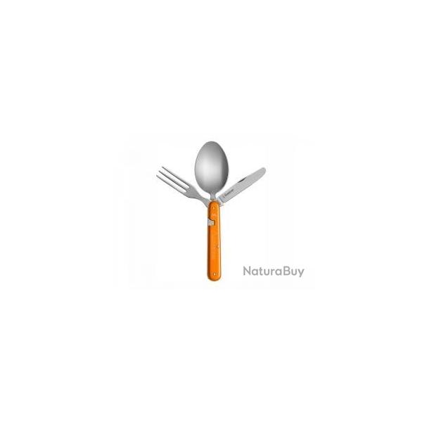 Couteau couvert camping Mercury 3 pices inox dmontables manche aluminium anodis orange +tui