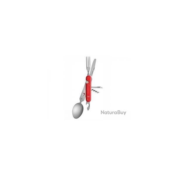 Couteau couvert camping Mercury 6 pices inox  manche aluminium anodis rouge +tui