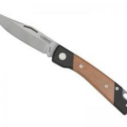 Couteau Mercury LUC lame acier ELMAX finition « stonewashed » manche micarta naturel