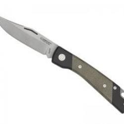 Couteau Mercury LUC lame acier ELMAX finition « stonewashed » manche micarta vert