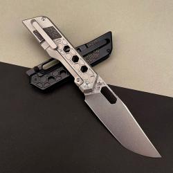 Couteau Artisan Cutlery Beest Lame Acier S35VN SW Manche Titane/Fibre Carbone Frame Lock ATZ1878GGY