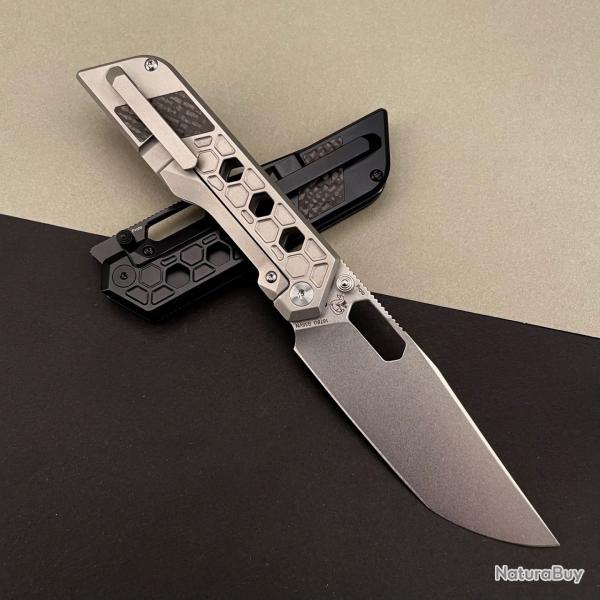 Couteau Artisan Cutlery Beest Lame Acier S35VN SW Manche Titane/Fibre Carbone Frame Lock ATZ1878GGY