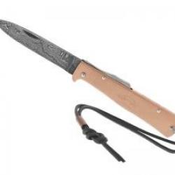 Couteau Otter MERCATOR  lame acier damas inox 256 couches avec cran au dos manche en cuivre